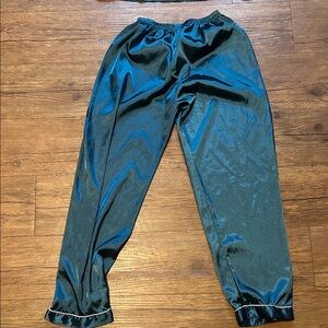 Elegant Satin Pajama Pants - Green
